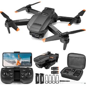 Mini Drone with Camera for Adults Kids, 1080P HD Foldable FPV RC Quadcopter with Upgrade Gesture Control, 90° Adjustable Lens, Headless Mode, 2 Batteries, Carrying Case, Altitude Hold, 3D Flip