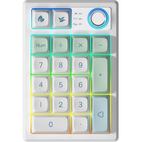 Gasket Creamy Mechanical Numpad Programmable Macro Keypad Wireless 2.4G/Bluetooth 5.0/Wired USB-C RGB Backlit Hot Swappable Number Pad Rechargeable Numeric Keyboard Metal Knob for Win/Mac