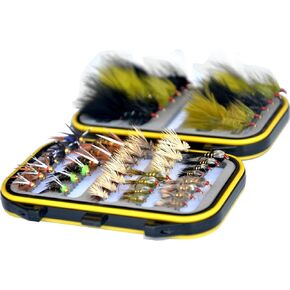 Outdoor Planet Premium Fly Fishing Flies Assortment, 12/24 /48 /66pcs Dry/Wet/Nymph/Streamer Flies, Trout/Bass/Panfish/Salmon Fishing Flies in Saudi Arabia