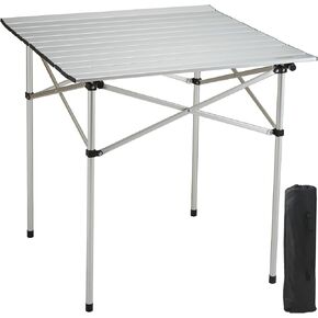 VEVOR Folding Camping Table, Outdoor Portable Side Tables, Lightweight Fold Up Table, Aluminum Ultra Compact Work Table with Carry Bag, for Cooking, Beach, Picnic, Travel, 24x16 inch, Silver