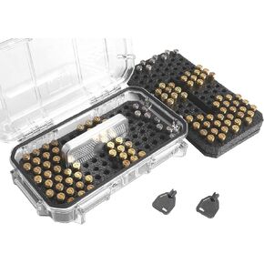Case Club 204 Round 9mm Waterproof Long Term Storage Case with Silica Gel Dessicant & Clear Lid for Easy View (Lockable)