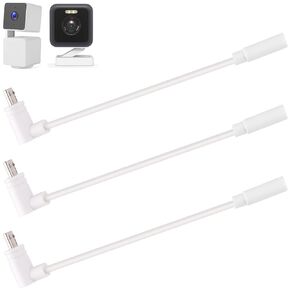 Uogw 3 Pack 90° Micro-USB Extension Cable Compatible with Wyze Cam Pan v3 and Wyze Cam v3 Pro, 5inch Male to Female Extender Cord for WYZE Cam,L-Shaped Flat Cable(White)