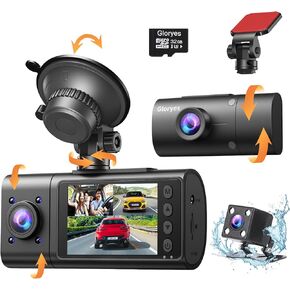 Vital 2.5K car Dash cam Front,Interior car Camera - Dash cam Front and Rear Inside,Car Dash Camera for Cars Front and Rear,3 Channel Dash cam with Night Vision,Parking 1S Recording with Free 32G