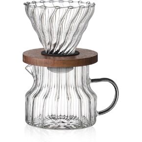 Bincoo Glass Drip Coffee Maker 500ML,Pour Over Coffee Maker Set, Borosilicate Glass Coffee Server with 50PCS Paper Filter, for Home Café Restaurant Camping