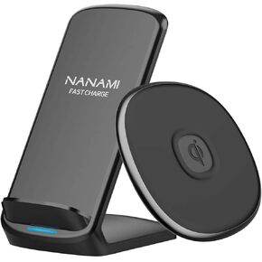 NANAMI Fast Wireless Charger[2 Pack], Qi-Certified 15W Max Charging Stand Pad Bundle, Compatible iPhone 16/16 Plus/16 Pro/16 Pro Max/15/14/13/12, Phone Charger for Samsung Galaxy S24/S23/S22/S21/S20