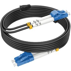 165ft/50m OM4 LC to LC Fiber Patch Cable Outdoor Armored, Outdoor Fiber Optic Cable Multimode, 10/40GB Outdoor Armored Fiber Optic Cable, Duplex 50/125um LSZH Black 𝙍𝙖𝙢𝙗𝙤𝘾𝙖𝙗𝙡𝙚𝙨