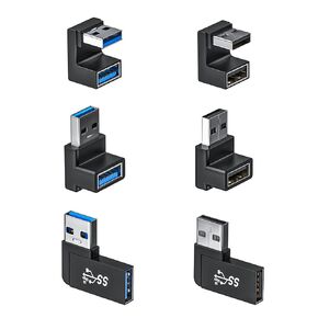 6 Pack 180 Degree & 90 Degree USB 3.1 Adapter, Left and Right Angle USB A Male to Female Extender Connector for PC, Laptop, USB A Car Charger, Surface Pro 7+, Raspberry Pi and More