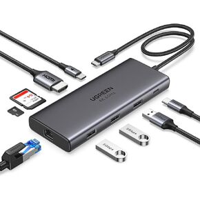UGREEN Revodok Pro 109 USB C Hub 9 in 1 10Gbps USB C 3.2 & USBA 3.2 4K HDMI, 100W Power Delivery, SD/TF Card Reader Gigabit Ethernet for MacBook Pro/Air,iPhone 16 15 Pro/Pro Max, Thinkpad and More.