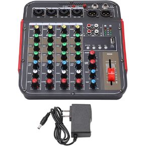 Professional Audio Mixer 4 Channel Audio Mixer Mini Sound Board Console, Digital DJ Controller Portable Digital DJ Mixing Console Mixing Boards for Live Performance DJ Stage