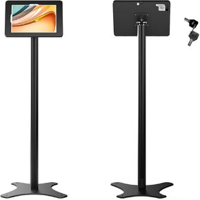 Tablet Floor Stand, Anti-Theft, Rotate Lockable Metal Tablet Enclosure+Aluminum Pole+Metal Base, Compatible with iPad 10th, iPad Pro 11" 1 2 3 4, iPad Air 4 5, iPad Air 11"-BSF302WA