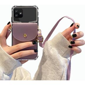 for Foxx Foxxd A56 Case with Card Holder Women/Girly, Foxx A56 Back Wallet Case PU Faux Learher | Credit Card Slots Case Wallet with Strap Crossbody Magnetic Buttons Flip Cover (Purple)