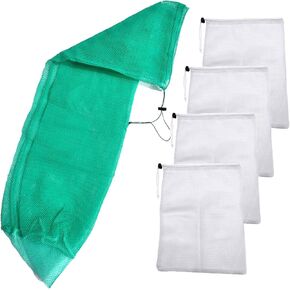 39.3" x 23.6" Fishing Net Bag Diving Bag Foldable Fishing Keep Net and 4 Pcs 11.8" x 15.7" Bait Bag Nylon Mesh Chum Bag with Drawstring for Fishing