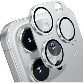 WSKEN for iPhone 16 Pro/iPhone 16 Pro Max Camera Lens Protector, [Military Grade Shatterproof] [Strong Adsorption] Metal Aluminum Alloy Tempered Glass Camera Screen Protector, Black Titanium