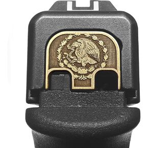 Milspin CNC Milled Slide Back Plate Compatible with Glock Gen 1-5 I Mexico Flag I 3D Engraved I Brass I Made in USA (Models G17-41, G45)