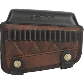 TOURBON Cheek Rest Pad with .22 Rifle Shell Holder Tactical Gun Stock Cover 14 Round Ammo Carrier Pouch Hunting Shooting Accessories (Pu Leather - Brown Right Hand)