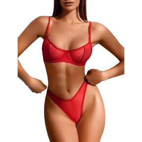 Lilosy Sexy Mesh Sheer Push Up Lingerie Set