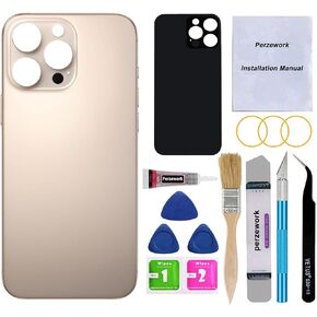 OEM Rear Back Glass Replacement for iPhone 16 Pro Max 6.9-inches with Reparing Tool Kit and Pre-Installed Adhesive (Natural Titanium)