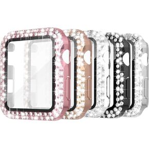 Simpeak 5-Pack Women Bling Screen Protector Case Compatible with Apple Watch 38mm 40mm 41mm 45mm Series 10 42mm 46mm, Screen Case Compatible with iWatch Series 10 9 8 7 6 5 4 3 2 1 (40mm)