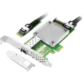 M.2 إلى 10GbE SFP+ NIC، منفذ SFP+ فردي مع شريحة Intel 82599، M.2 + M Key + SFF-8087 مع كابل 35 سم (13.7 بوصة)، بطاقة شبكة 10 جيجابت لنظام التشغيل Windows وLinux وUEFI