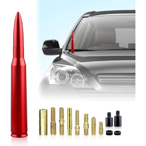 Ajxn 1 PC Car Truck Bullet Antenna, Radio Antenna Replacement, Fit for Chevy Silverado 1500 2500 3500 HD Avalanche GMC Sierra 1500 2500 3500 Denali Heavy Duty Pickup Trucks Accessories (Red)