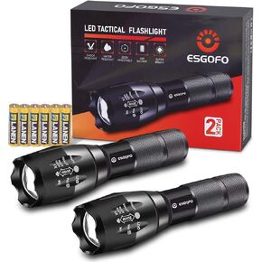 Esgofo LED Flashlights 2 Pack Bright Powerful EDC 3000 Lumen Handheld Flash Lights, High Lumens Pocket Linterna, 5 Modes, Waterproof, for Gift Survival Emergency Camping