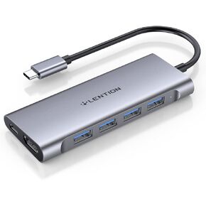 LENTION USB-C Multi-Port Hub with 4K HDMI Output, 100W PD, 4 USB 3.0 5Gbps Compatible 2023-2016 MacBook Pro, New Mac Air & Surface, Chromebook, iPhone 15, More, Stable Driver Adapter (C35, Space Gray)