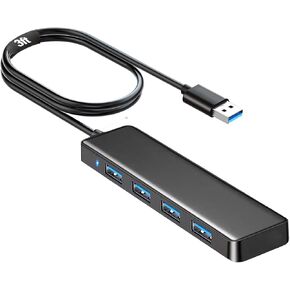 محور USB، VIENON 4-Port USB 3.0 Hub USB Splitter USB Expander لأجهزة الكمبيوتر المحمول، Xbox، محرك فلاش، HDD، وحدة التحكم، الطابعة، الكاميرا، لوحة المفاتيح، الماوس - 3.3 قدم