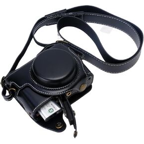 for Sony rx100 case,for Sony rx100 vi case,dsc-rx100 Mark ii,dsc-rx100 iii,dsc-rx100 iv,dsc-rx100 v RX100 vii m6 5a m3 Protective Leather Camera Case Bag with Camera Shoulder Strap (black)