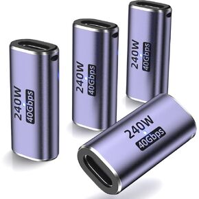 USB C Coupler (4 Pack) USB C Female to Female Adapter with PD 240W 40 Gbps 8K 60hz Video Compatible for Thunderbolt 4/3, MacBook Pro/Air, USB-C HUB and More Type C Devices