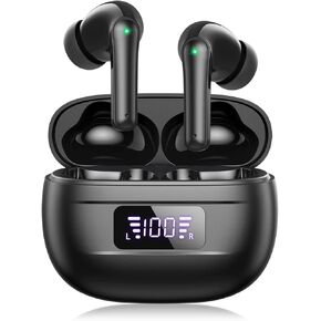 PSIER Open Ear Headphones, Bluetooth 5.3 Wireless Sports Headphones with Digital Display Charging Case 40 Hours Playtime True Earbuds with Earhooks for Running, Walking, Workout