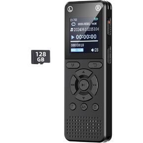 128GB Digital Voice Recorder for Lectures & Meetings - Holyask Ultra-Long 9296 Hours Voice Activated Audio Recorder with Playback, Password Protection, and Clear Sound Recording