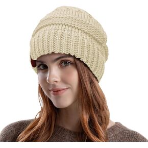 Rosoz 1&2 Packs Ponytail Beanie for Women,Winter Warm Beanie Tail Soft Stretch Cable Knit Messy High Bun Hat
