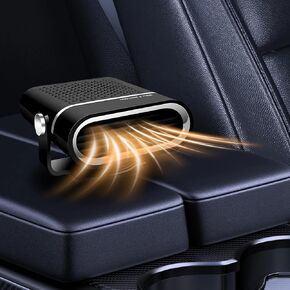 Car Heater, 150W 2 in1 Heating & Cooling Fan Portable Car Heater Fast Heating Quickly Defrost Defogger Demister Heat Cooling Fan Auto Dryer Windshield Defroster Plug in Cigarette Lighter (Black)
