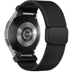 Magnetic Elastic Bands Compatible with Samsung Galaxy Watch 7/6/5/4/FE 40m 44mm/Galaxy Watch 6 Classic 43 47mm/Watch 5 Pro 45mm/Watch 4 Classic 42 46mm, 20mm One Click No Gap Stretchy Nylon Wristband