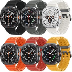 6 Pack Marine Silicone Band for Samsung Galaxy Watch Ultra Bands 47mm Men/Women,Waterproof Soft Sport Strap Compatible with Samsung Watch Ultra Band for Men/Women Breathable Replacement Correa Reloj