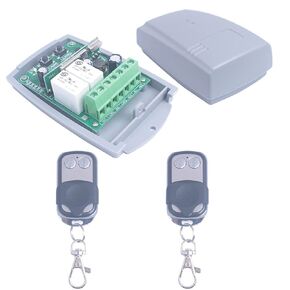 12V-24V 36V 48V Secure Wireless Remote Control Relay Switch Universal 2-Channel 433MHz Receiver 2 Transmitters for Garage Door Openers, Cars, LED Lights & More Kit (2X Remote Control 433MHz)