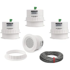 Pure Resonance Audio 3 Inch 70 Volt Ceiling Speaker Bundle with Installation Wire - Contractor Pack (4 Speakers)
