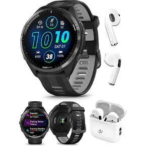 حزمة ساعة Garmin Forerunner 965 (Whitestone/Powder Gray) للجري والترياتلون GPS الذكية - شاشة AMOLED ساطعة، خفيفة الوزن، بطارية تدوم 31 ساعة - تتضمن سماعات أذن PlayBetter اللاسلكية للجري in Kuwait