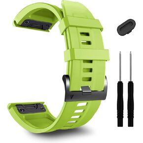 26mm for Fenix 7X Straps,Soft Silicone Fenix 5X Plus Sport Watch Band Compatible for Garmin Tactix 7 Pro/Fenix 6X Pro/Enduro 2/Descent Mk3i 51mm/Tactix Delta, Green
