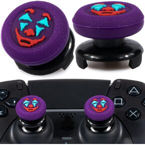 FPS Thumbstick Extender & Texture Rubber Silicone Grip Cover 2 Sets for PS5 & PS4 Controller (Joker Purple)