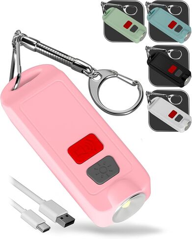 Rechargeable Keychain Alarm for Women Self Defense – 2 Pack 130 dB Loud Safesound Personal Siren Ring with LED Light – Waterproof SOS Emergency Safety Alert Device Key Chain by WETEN (Black&Black) in Saudi Arabia