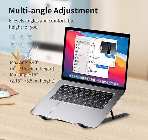 Laptop Stand, Full Flat Silicone Anti-Slip Office Laptop Stand for Desk Adjustable Portable Laptop Holder for 10-15.6" All Laptops in Saudi Arabia