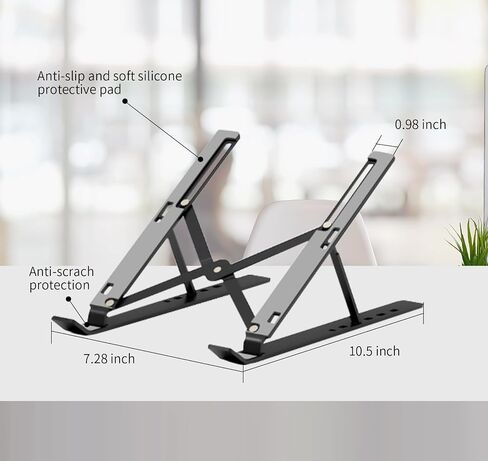 Laptop Stand, Full Flat Silicone Anti-Slip Office Laptop Stand for Desk Adjustable Portable Laptop Holder for 10-15.6" All Laptops in Saudi Arabia