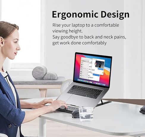 Laptop Stand, Full Flat Silicone Anti-Slip Office Laptop Stand for Desk Adjustable Portable Laptop Holder for 10-15.6" All Laptops in Saudi Arabia