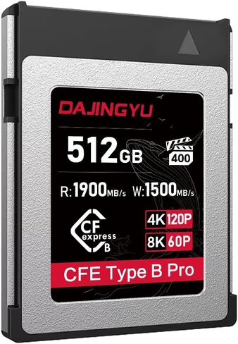 بطاقة ذاكرة CFexpress Type B سعة 512 جيجابايت VPG400، سرعة قراءة/كتابة تصل إلى 1900/1500 ميجابايت/ثانية - تصوير الفيديو والصور بدقة تصل إلى 8K RAW، متوافقة مع كاميرا Nikon وCanon وPanasonic وFujifilm in Saudi Arabia