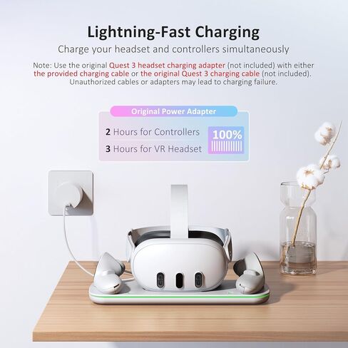 قاعدة شحن NexiGo لـ Meta Quest 3، محطة شحن VR مع ضوء LED [تشغيل/إيقاف] لـ Oculus Quest 3، حامل عرض شاحن مع بطاريتين قابلتين للشحن، كابل USB-C، أبيض in Kuwait