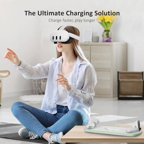 قاعدة شحن NexiGo لـ Meta Quest 3، محطة شحن VR مع ضوء LED [تشغيل/إيقاف] لـ Oculus Quest 3، حامل عرض شاحن مع بطاريتين قابلتين للشحن، كابل USB-C، أبيض in Kuwait