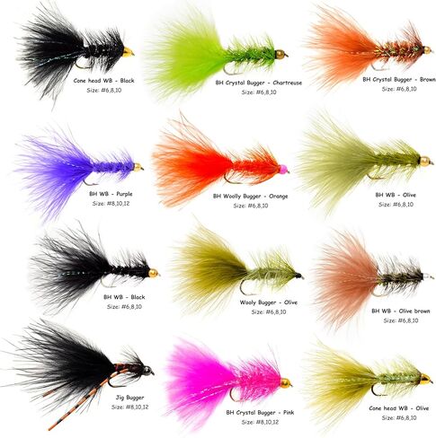 Outdoor Planet Premium Fly Fishing Flies Assortment, 12/24 /48 /66pcs Dry/Wet/Nymph/Streamer Flies, Trout/Bass/Panfish/Salmon Fishing Flies in Saudi Arabia