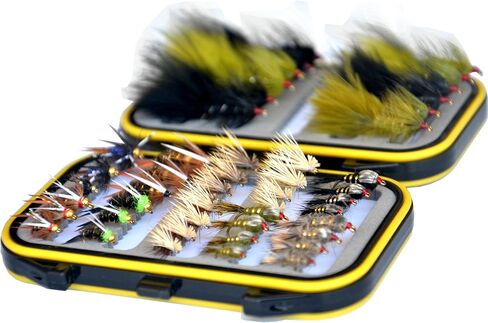 Outdoor Planet Premium Fly Fishing Flies Assortment, 12/24 /48 /66pcs Dry/Wet/Nymph/Streamer Flies, Trout/Bass/Panfish/Salmon Fishing Flies in Saudi Arabia