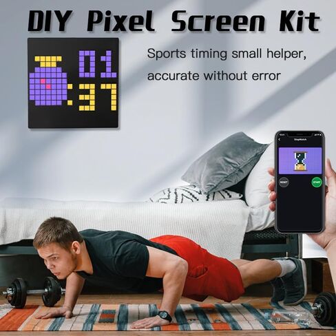 Buyya LED Pixel Art Display - 16x16 Smart Clock RGB Pixel Matrix Panel DIY Graffiti Animations Patterns Text Programmable LED Sign for Living Room Bedroom Game Room, for Kids Adults in Saudi Arabia